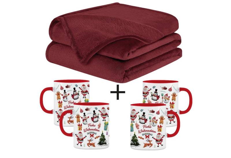 Wohndecke Flauschige Kuscheldecke mit Tassen Weihnachtsgeschenke, Fleecedecke, BARBONS, Kuscheldecke, Inkl. Geschenkbox, Tasse, Geschenkset, Weihnachten von BARBONS
