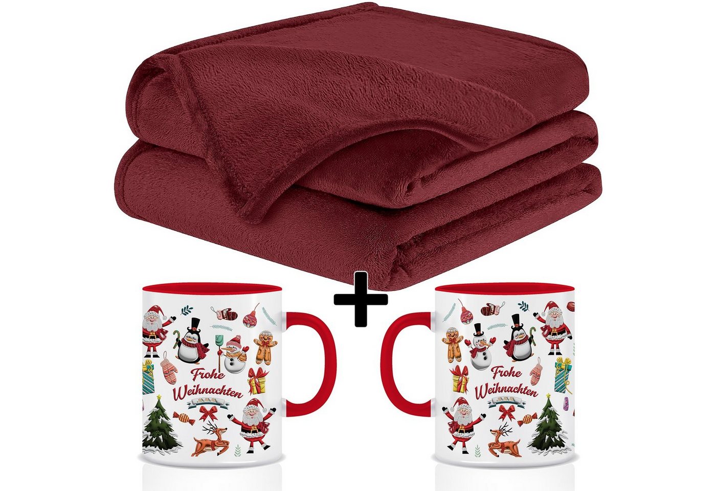 Wohndecke Flauschige Kuscheldecke mit Tassen Weihnachtsgeschenke, Fleecedecke, BARBONS, Kuscheldecke, Inkl. Geschenkbox, Tasse, Geschenkset, Weihnachten von BARBONS