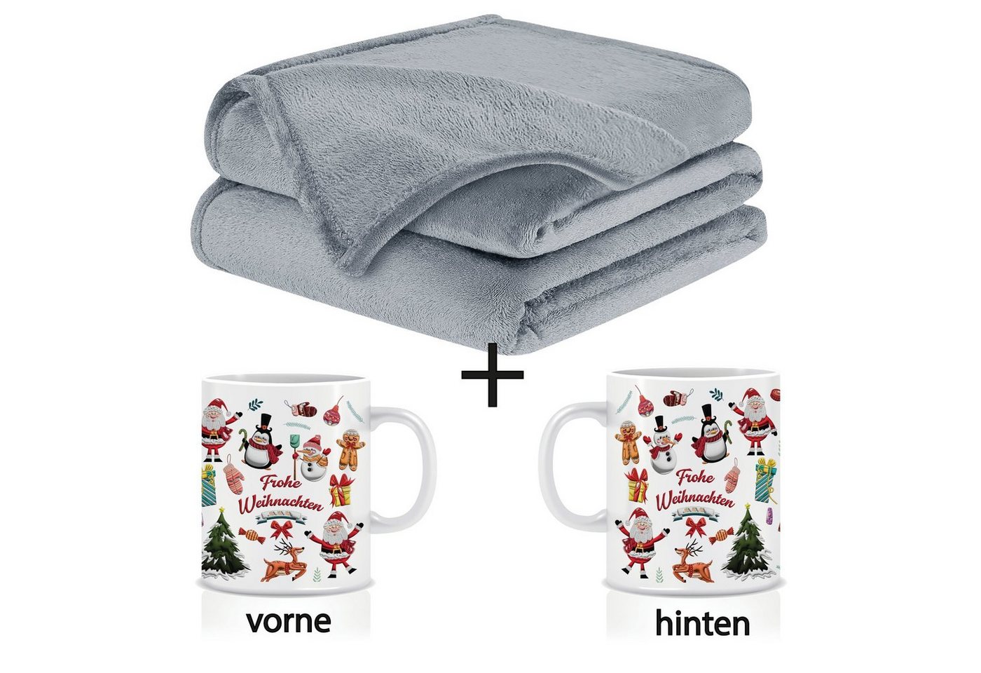 Wohndecke Flauschige Kuscheldecke mit Tassen Weihnachtsgeschenke, Fleecedecke, BARBONS, Kuscheldecke, Inkl. Geschenkbox, Tasse, Geschenkset, Weihnachten von BARBONS