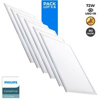 6er Pack schlanke LED-Paneele 120X60cm - philips Driver - 72W - UGR19 Lichtfarbe Neutralweiß - Neutralweiß von BARCELONA LED