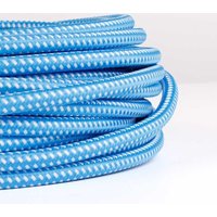Rundes elektrisches Kabel mit Seideneffektgewebe in den Farben Blau und Weiß von BARCELONA LED