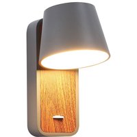 Schwenkbare LED-Wandleuchte "Koppen" aus Holz für das - grau von BARCELONA LED