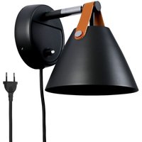 Barcelona Led - Ellen Lederwandleuchte mit Kabel und Schalter - schwarz von BARCELONA LED