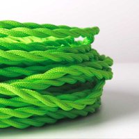 Geflochtenes Kabel, ummantelt mit Seideneffekt-Gewebe, Farbe Grüner Spross von BARCELONA LED