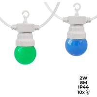 Bunte LED-Lichterkette – Kabel weiß – 10 Leuchtmittel – 8 Meter von BARCELONA LED