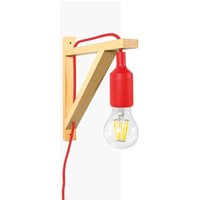 Nordische Wandleuchte 'yojo' mit Holzausleger und Silikon-Pendelleuchte Farbe Rot - Rot von BARCELONA LED