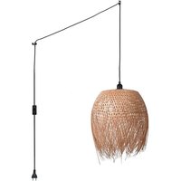 Rattan-Pendelleuchte 'Java' mit Schalter und Fassung Farbe Schwarz - Schwarz von BARCELONA LED