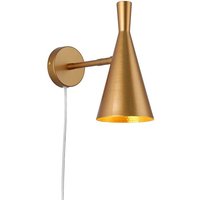 Schwenkbare Skandi Wandleuchte mit Kabel und Stecker E27 - gold von BARCELONA LED