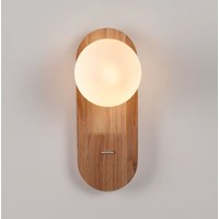 Wandleuchte Kugel aus Glas "SOMA" mit Schalter - E27 - Holz von BARCELONA LED