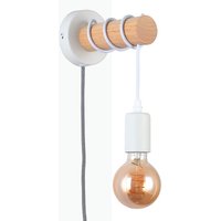 Wandleuchte aus Holz mit Schalter und Stecker „Mila“ - Weiß von BARCELONA LED