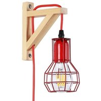 Holz-Wandleuchte Käfig MICA Inklusive Glühbirne - Rot von BARCELONA LED