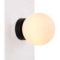 Wandleuchte "Ava" mit Opalglaskugel E27 - IP44 - schwarz von BARCELONA LED