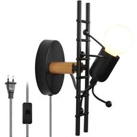 Wandleuchte mit Schalter und Stecker „Doll Ladder“ - schwarz von BARCELONA LED