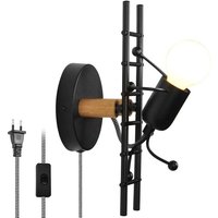 Wandleuchte mit Schalter und Stecker "Doll Ladder" - schwarz von BARCELONA LED