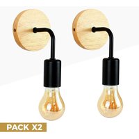 2er-Pack Wandleuchten aus Holz mit Metallflexo 'Morgan'. von BARCELONA LED