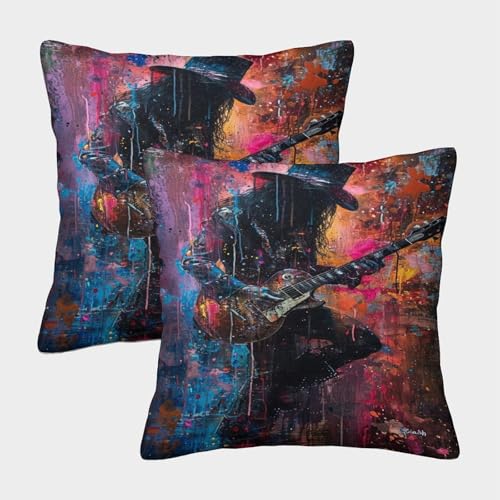 BARDYS Gitarre Kissenhüllen 2er Set dekokissen Sofakissen für Sofa Stuhl Bett Garten 40x40cm von BARDYS