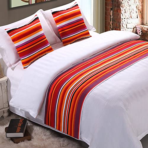 BettLäufer Und Passende Kissen Set, Modern Stripe Style Schals Bett Läufer Hotel Bett Schal Bettwäsche Betttuch Tagesdecke Schutz Für Wohnzimmer Schlafzimmer Hotel ( Color : 1 , Size : 50x180cm (for 1 von BARDYS