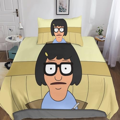 Cartoon Bob's Burgers Süße Dekoration 3d Bettwäsche Set,Bettbezüge Mit Kissenbezüge, Weiche Bettbezug Sets Spannbetttücher,3d Bettdeckenbezug Mit Kissenbezug, Anime Comics Animation Bettbezüge Mit Rei von BARDYS