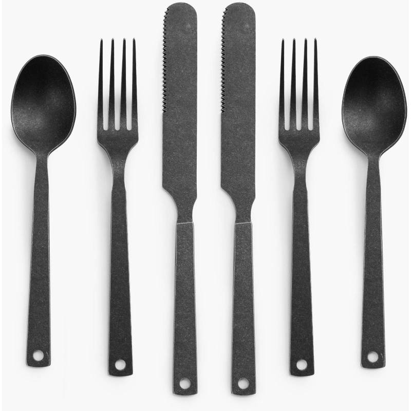 BAREBONES Camping Besteckset Retro Reise Besteck Set Essbesteck Edelstahl 6 tlg-Matte Black von BAREBONES