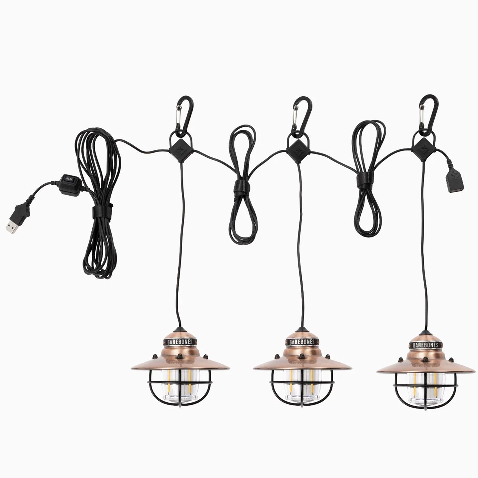 BAREBONES Camping Laterne Edison String Pendel Retro Lampe Dimmbar Stahl USB LED-Copper von BAREBONES