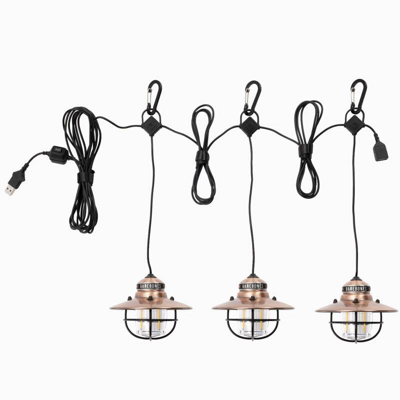 BAREBONES Camping Laterne Edison String Pendel Retro Lampe Dimmbar Stahl USB LED-Copper von BAREBONES