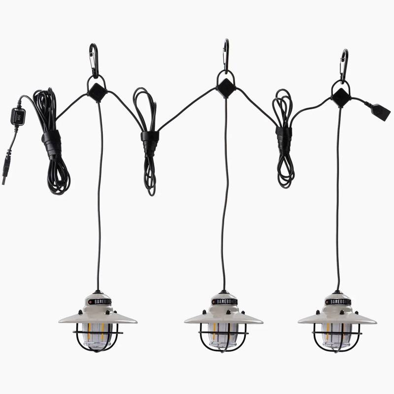 BAREBONES Camping Laterne Edison String Pendel Retro Lampe Dimmbar Stahl USB LED-Vintage White von BAREBONES
