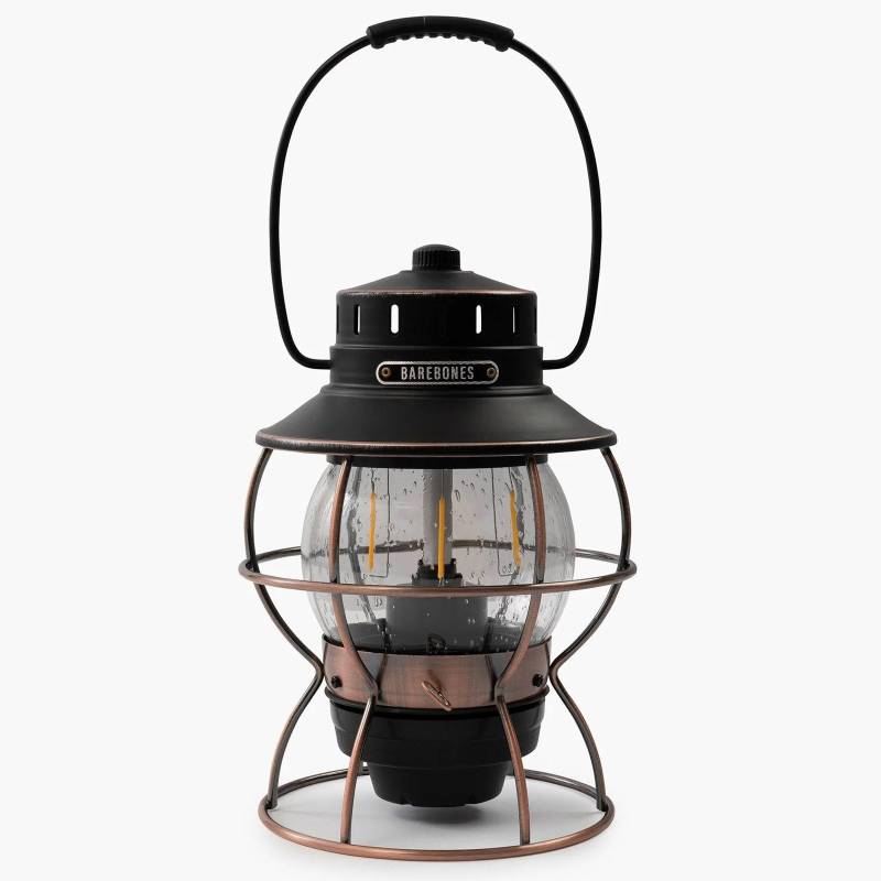 BAREBONES Camping Laterne Railroad Retro Lampe Dimmbar Metall Glas USB Akku LED-Bronze von BAREBONES