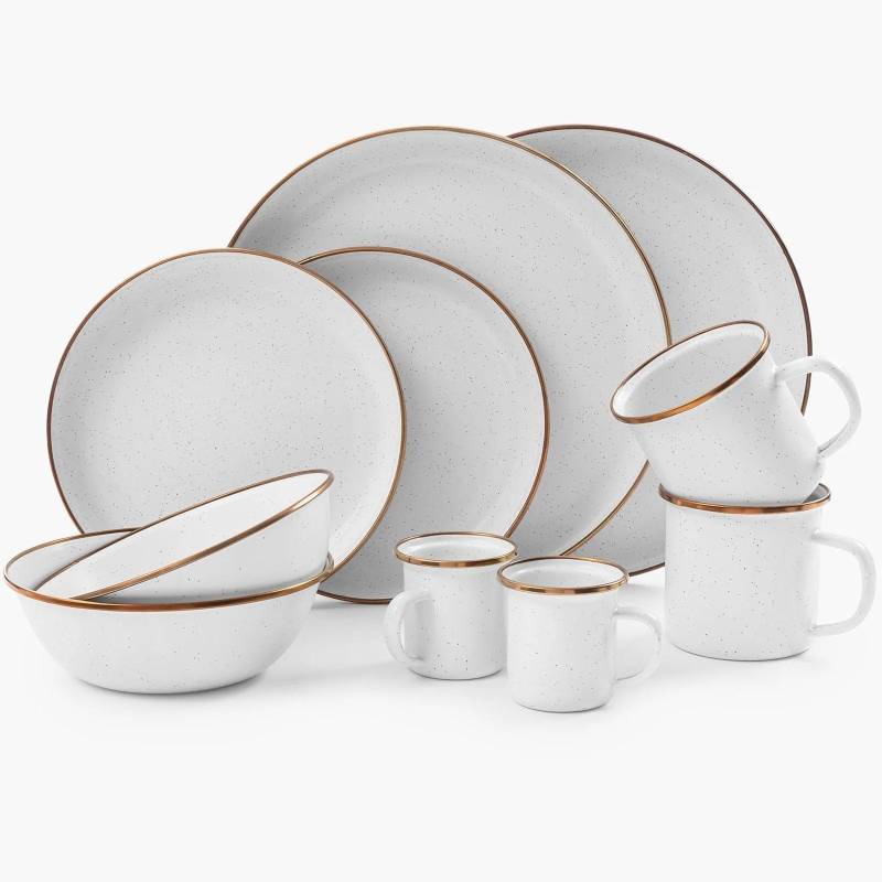 BAREBONES Emaille Campinggeschirr Set Teller Schüssel Becher Edelstahl 10tlg-Egg Shell BAREBONES Emaille Campinggeschirr Set Teller Schüssel Becher Edelstahl 10tlg-Egg Shell von BAREBONES