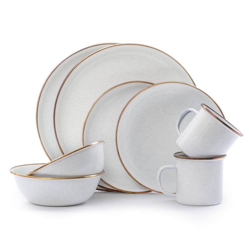 BAREBONES Emaille Campinggeschirr Set Teller Schüssel Becher Edelstahl 8tlg BAREBONES Emaille Campinggeschirr Set Teller Schüssel Becher Edelstahl 8tlg von BAREBONES