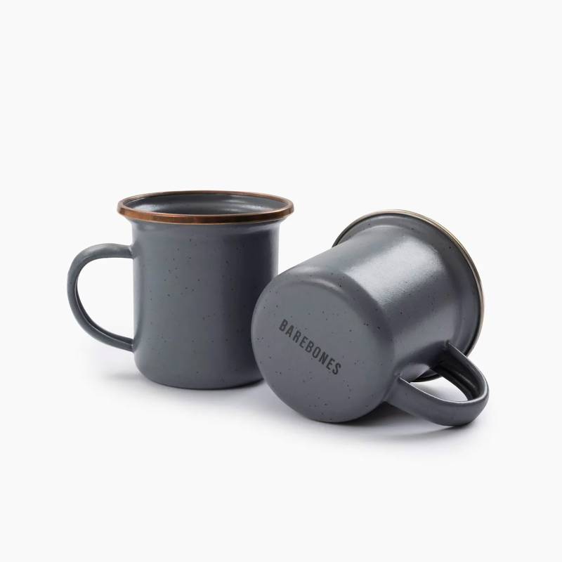 BAREBONES Emaille Tasse Set Retro Camping Geschirr Espresso Kaffee Edelstahl-Slate Grey von BAREBONES