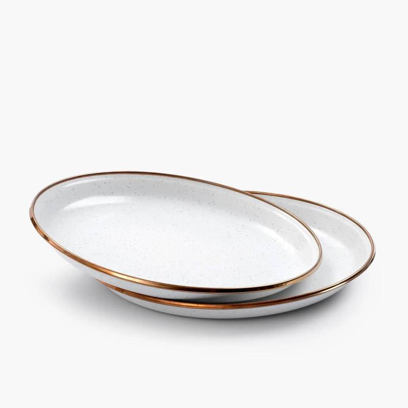 BAREBONES Emaille Teller Set Klein Retro Camping Geschirr Edelstahl 2 tlg Ø21 cm-Egg Shell von BAREBONES