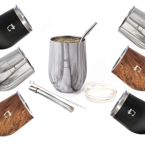 BARGRIN Mate Tee Set - Mate Becher - Set Mit Mate 2 Bombillas - Teetassen - Matebecher doppelwand Design - Yerba Mate Set Tasse von BARGRIN