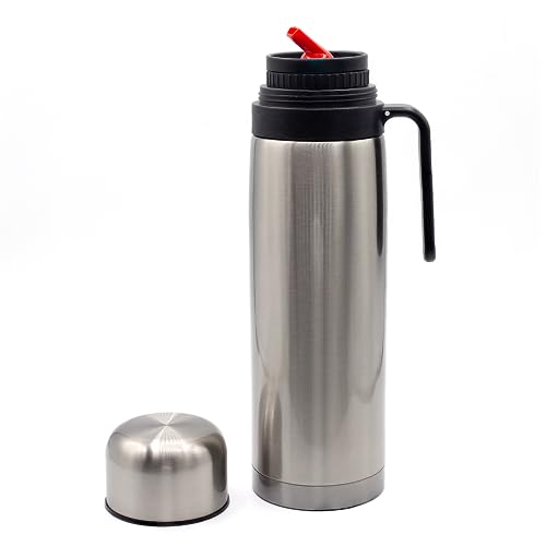 Isolierflasche thermoskanne classic für Yerba Mate Gourd - thermosflaschen 1 Liter - Ideale Größe zum Teilen - bpa-freier Isolierflasche aus Edelstahl von BARGRIN