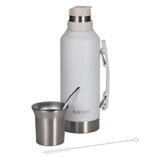 Mate Argentinisches All-in-One-Set, Thermoskanne und Mate, Mate-Set, Yerba Mate Glühbirne, argentinisches Produkt (Weiß) von BARGRIN