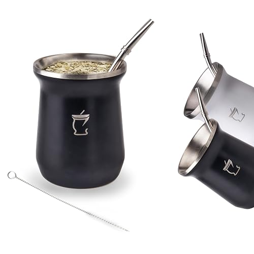 yerba Mate Set tasse - Mate mit Bombilla und einem Glühlampenreiniger zum Trinken von pur Yerba mate und Tee von BARGRIN