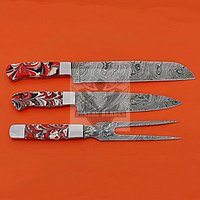 Grillmesser Set 3 Stück/Chefmesser , Steakgabel Brisket Messer Bestes Geschenkartikel Muttertagsgeschenk von BARLASBLADES