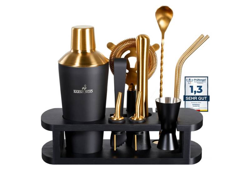 BARMINGO Cocktail-Set Edelstahl Cocktail Shaker Set (700 oder 500ml) mit Bar Zubehör, (Cocktailshaker Set, 11-tlg., für Profis und Anfänger), Cocktail Zubehör mit hochwertiger Beschichtung in stilvollen Farben von BARMINGO