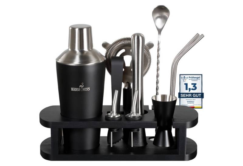 BARMINGO Cocktail-Set Edelstahl Cocktail Shaker Set (700 oder 500ml) mit Bar Zubehör, (Cocktailshaker Set, 11-tlg., für Profis und Anfänger), Cocktail Zubehör mit hochwertiger Beschichtung in stilvollen Farben von BARMINGO