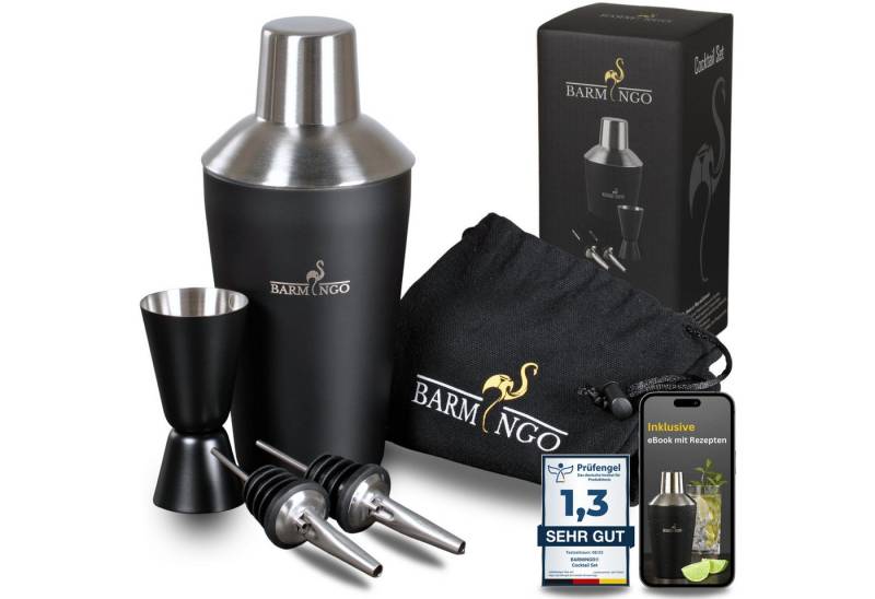 BARMINGO Cocktail-Set Edelstahl Cocktail Shaker Set (700 oder 500ml) mit Bar Zubehör, (Cocktailshaker Set, 5-tlg., für Profis und Anfänger), Cocktail Zubehör mit hochwertiger Beschichtung in stilvollen Farben von BARMINGO