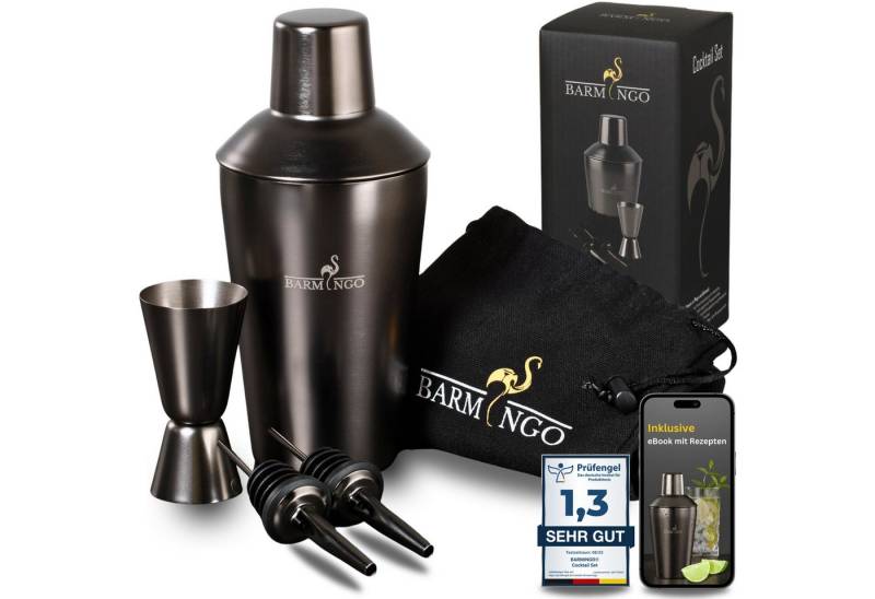 BARMINGO Cocktail-Set Edelstahl Cocktail Shaker Set (700 oder 500ml) mit Bar Zubehör, (Cocktailshaker Set, 5-tlg., für Profis und Anfänger), Cocktail Zubehör mit hochwertiger Beschichtung in stilvollen Farben von BARMINGO