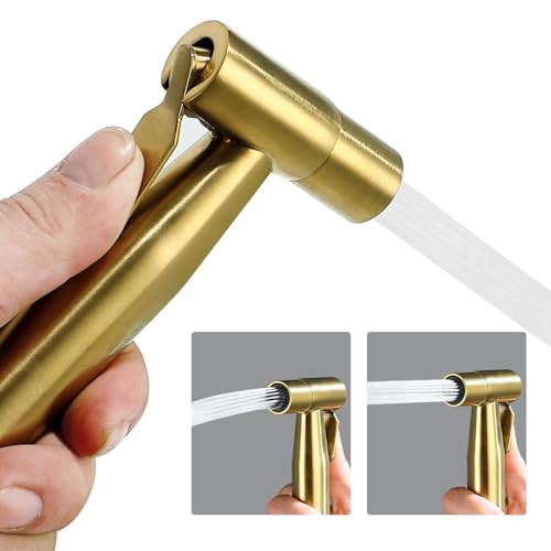 BARROCK Hand-Bidet-Sprühkopf, Edelstahl, Shattaf-Jet-Sprühaufsatz für Toilette, Baby-Stoffwindelsprüher mit einstellbarer Wasserdruckkontrolle, gebürstetes Gold BARROCK Hand-Bidet-Sprühkopf, Edelstahl, Shattaf-Jet-Sprühaufsatz für Toilette, Baby-Stoffwindelsprüher mit einstellbarer Wasserdruckkontrolle, gebürstetes Gold von BARROCK
