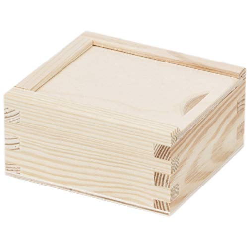 Holz Kiste Holzbox 0,2 Liter Schiebedeckel 10 x 10 cm Fotokiste Sammelkiste Box von BARTU