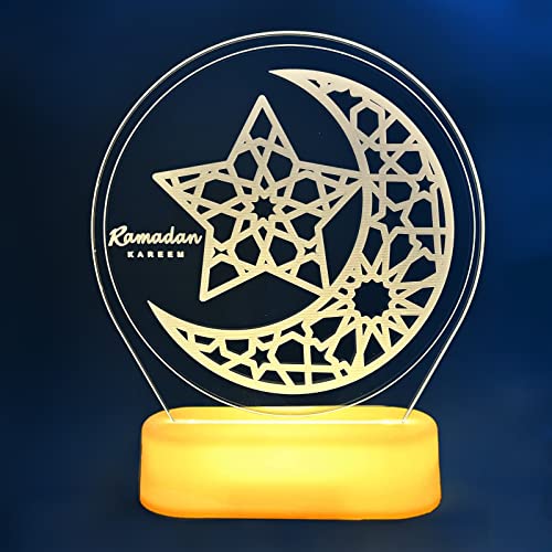 BARVERE Ramadan LED DIY Lampe, Tisch Licht Eid Dekorationen, Nachtlicht Muslim Ramadan Eid Deko, LED Ramadan Dekoration Licht, Ramadan Geschenke Handwerk Dekoration für Eid Ramadan-Stern von BARVERE