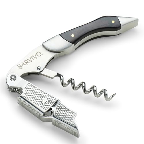 BARVIVO Professioneller Korkenzieher Weinöffner von Barvivo - ein Weinflaschenöffner für Bier- und Weinflaschen. Kellnermesser aus Edelstahl und schwarzem Harz von BARVIVO