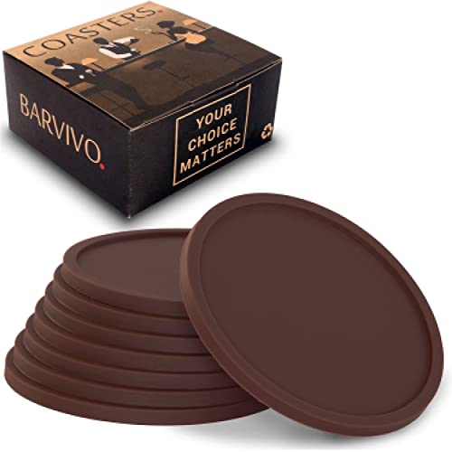 BARVIVO Untersetzer von Barvivo, 8er-Set Getränkeuntersetzer aus Silikon in braun - Tischuntersetzer für Getränke zum Schutz von Holz-, Glas- oder Marmoroberflächen - Tassenuntersetzer 8er-Set BARVIVO Untersetzer von Barvivo, 8er-Set Getränkeuntersetzer aus Silikon in braun - Tischuntersetzer für Getränke zum Schutz von Holz-, Glas- oder Marmoroberflächen - Tassenuntersetzer 8er-Set von BARVIVO