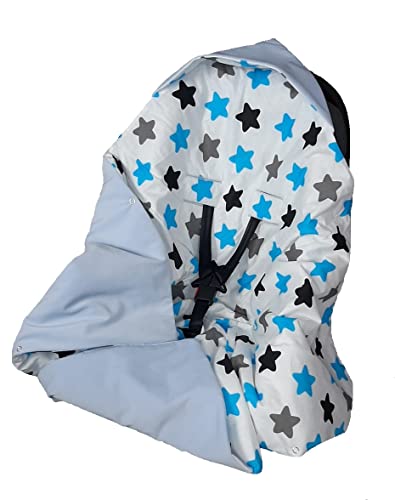 Einschlagdecke Babyschale 90x90cm Kuscheldecke für Kinderwagen Babyschale universal Baby Decke doppelseitig Babydecke Buggy Autositz (BLAU) von BAS