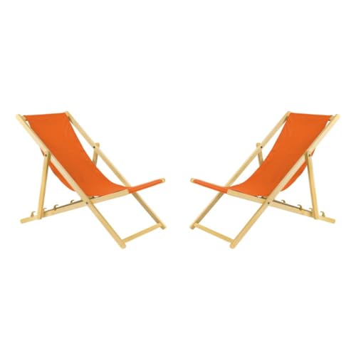 Liegestuhl klappbar aus Holz - 2er Set orange Leichte Klappliege - Faltbare & verstellbare Sonnenliege für Garten, Strand & Balkon - Gartenliege mit Atmungsaktiv Stoffbezug - Mischgewebe Liegestuhl klappbar aus Holz - 2er Set orange Leichte Klappliege - Faltbare & verstellbare Sonnenliege für Garten, Strand & Balkon - Gartenliege mit Atmungsaktiv Stoffbezug - Mischgewebe von BAS