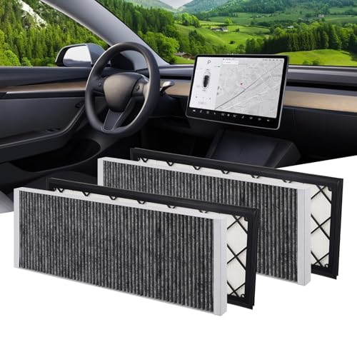 BASENOR Tesla Model Y Kabinenluftfilter HEPA Lufteinlassfilter Ersatz mit Aktivkohle für 2021 2022 2023 2024 2025 2026 Model Y Refresh (Juniper) Zubehör (4er-Set) von BASENOR