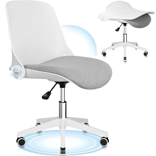 BASETBL Bürostuhl klappbarer riickenlehne, Schreibtischstuhl Ergonomisch Drehstuhl ohne armlehne höhenverstellbar, schminktisch Stuhl mit Rollen, moderner, Homeoffice Chair aus Stoff von BASETBL