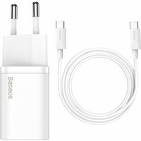 Baseus Si USB-C 25W 3A Schnellladegerät mit USB-C / USB-C 1m Kabel - Weiß von Basetech